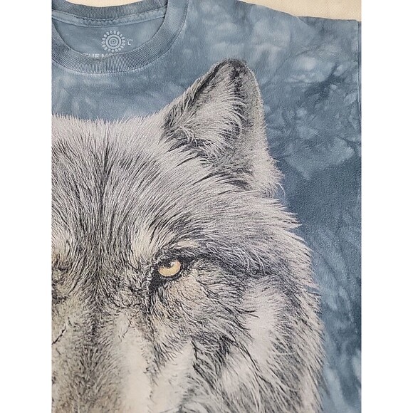 The Mountain Wolf Moon Shirt Mens L Tie Dye Blue Nature Woods Animal Fierce EUC - Picture 6 of 12